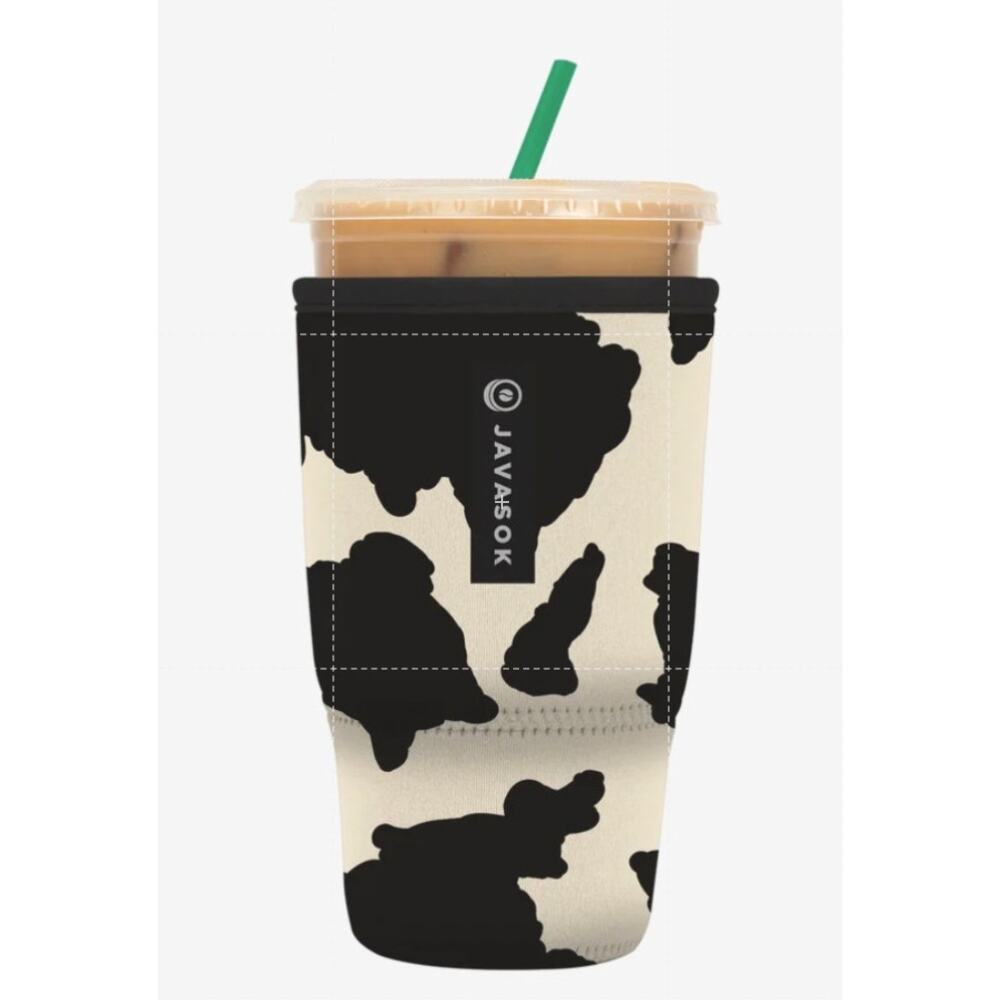 Black and White Javasok Cow Print 30-32 oz Cold Cup Sleeve